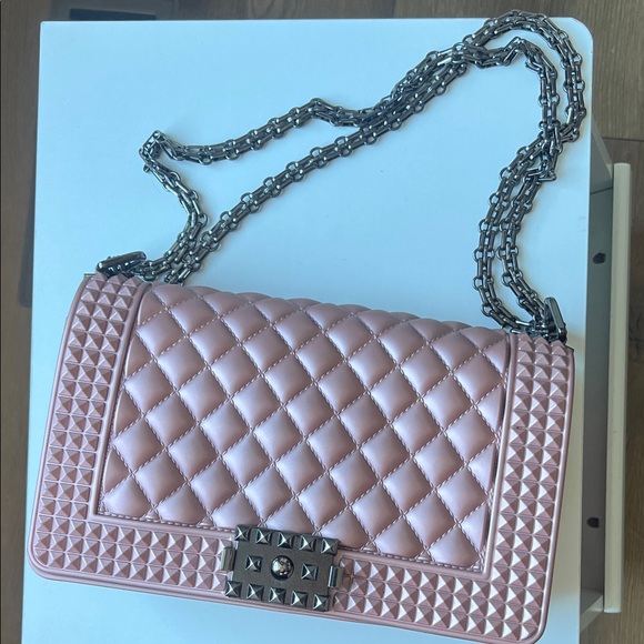 Pink Quilted Chain Shoulder Bag - Picture 2 of 7